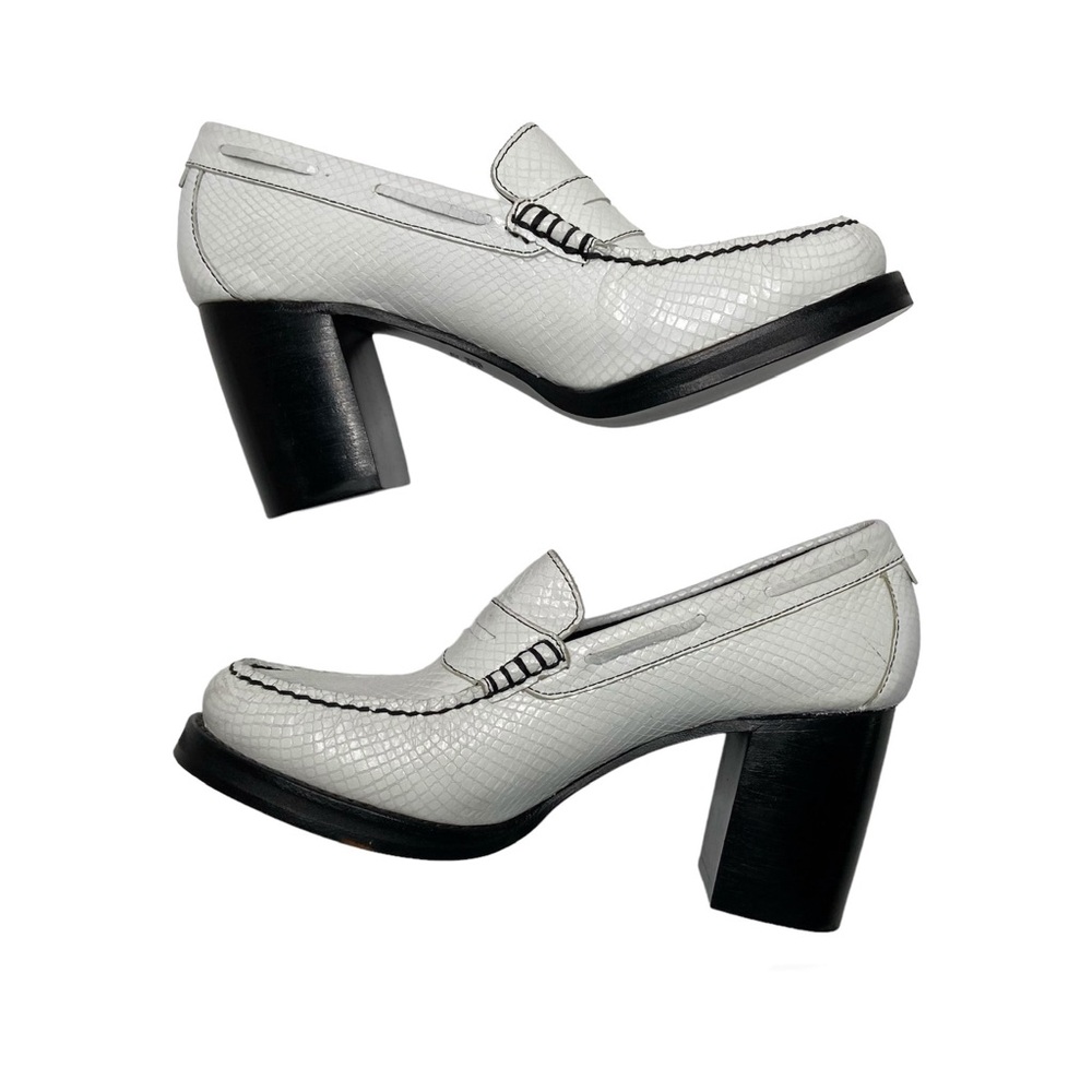 RE/DONE + WEEJUNS The Winsome Heel Loafer in White Textured Leather